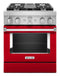 KITCHENAID KFDC500JPA KitchenAid® 30'' Smart Commercial-Style Dual Fuel Range with 4 Burners - Passion Red