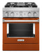 KITCHENAID KFDC500JSC KitchenAid® 30'' Smart Commercial-Style Dual Fuel Range with 4 Burners - Scorched Orange