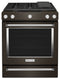 KITCHENAID KSGG700EBS 30-Inch 5-Burner Gas Slide-In Convection Range - Black Stainless Steel with PrintShield™ Finish