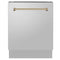 ZLINE KITCHEN AND BATH DWVZ30424CB ZLINE Autograph Edition 24" 3rd Rack Top Control Tall Tub Dishwasher in Stainless Steel with Accent Handle, 51dBa (DWVZ-304-24) [Color: Champagne Bronze]