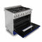 ZLINE 36 in. Professional Dual Fuel Range with Blue Gloss Door RABG36