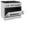 ZLINE 36 in. Professional Dual Fuel Range with Blue Gloss Door RABG36