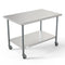 KOOLMORE CT304818C 30" x 48" 18-Gauge 304 Stainless Steel Commercial Work Table with Casters, CT3048-18C.