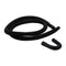 8' Black washer drain hose with molded and straight plastic fittings, U-shape rubber nozzle, and spring clamp - 1 pack