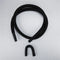 8' Black washer drain hose with molded and straight plastic fittings, U-shape rubber nozzle, and spring clamp - 1 pack