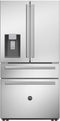 Bertazzoni Professional Series REF36FDFZXNT 36 Inch Freestanding 4-Door French Door Refrigerator with 21.6 Cu. Ft. Total Capacity, Precise Temperature, Individual Quattro Temp Zone Drawer, Dual Humidity-Controlled Crispers, External Water/Ice Dispenser, a