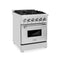 ZLINE 24" 2.8 cu. ft. Dual Fuel Range with Gas Stove and Electric Oven in Stainless Steel and Blue Gloss Door (RA-BG-24)