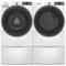 Whirlpool WFW5720RW 4.5 cu. ft. Smart Front Load Washer & Whirlpool WED5720RW 27 Inch Smart Electric Dryer with Whirlpool WFP2715HW 15.5 Inch Pedestal for Front Load Washer and Dryer