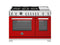 BERTAZZONI PRO486BTFEPROT 48 inch Dual Fuel Range, 6 Brass Burners and Griddle, Electric Self-Clean Oven Rosso