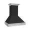30 In. Wooden Wall Mount Range Hood In Rustic Shiplap Black Finish With Stainless Steel Accents