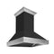 36 In. Wooden Wall Mount Range Hood In Rustic Shiplap Black Finish With Stainless Steel Accents