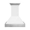 36 In. Wooden Wall Mount Range Hood In Rustic Shiplap Bright White Finish With Stainless Steel Accents