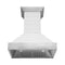 36 In. Wooden Wall Mount Range Hood In Rustic Shiplap Bright White Finish With Stainless Steel Accents