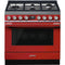 SMEG CPF36UGMR Portofino Pro-Style Dual Fuel Range, Red, 36" x 25"