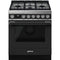 SMEG CPF30UGMAN Portofino Pro-Style Dual Fuel Range, Matte Black, 30" x 25"