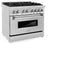 ZLINE 36 in. Professional Dual Fuel Range with Blue Gloss Door RABG36