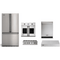 Viking 5-Piece Package RVFFR336SS 36 Counter-Depth French-Door Refrigerator and VRT5366BSS 36 Gas Rangetop and VSOF7301SS 30 Single Convection Electric Wall Oven and VDWU524SS 24 Integrated Dishwasher and VWH536121SS 36 Wall Mount Range Hood