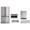 Viking 5-Piece Package RVFFR336SS 36 Counter-Depth French-Door Refrigerator and VRT5366BSS 36 Gas Rangetop and VMDD5306SS 30 Built-In Convection Speed Oven and VDWU524SS 24 Integrated Dishwasher and VWH536121SS 36 Wall Mount Range Hood
