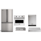Viking 5-Piece Package RVFFR336SS 36 Counter-Depth French-Door Refrigerator and VRT5366BSS 36 Gas Rangetop and VSOE130SS 30 Professional 5 Series Single Wall Oven and VDWU524SS 24 Integrated Dishwasher and VWH536121SS 36 Wall Mount Range Hood