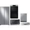 Samsung 5-Piece Package RS28A500ASR 36 Freestanding Side by Side Smart Refrigerator and NA36N7755TS 36 Cooktop and NK36N7000US 36 Under Cabinet Hood and NV51CG700DSR 30 Electric Double Wall Oven and DW80CG5451SR 24 Integrated Dishwasher