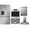 LG 5-Piece Package LRFXS3106S 36 Smart Depth MAX French-Door Refrigerator and CBGJ3027S 30 Gas Smart Cooktop and WSES4728F 30 Smart Electric Single Wall Oven and LDPH7972S 24 Integrated Smart Dishwasher and HCED3015S 30 Wall Mount Range Hood