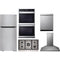 LG 5-Piece Package LTCS20030S 30 Top Freezer Refrigerator and CBGS3628S Gas Cooktop and WDEP9423F 30 Double Electric Smart Wall Oven and LDPH7972S 24 Integrated Smart Dishwasher and HCED3615S 36 Wall Mount Range Hood