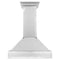36 In. Designer Series Ducted Wall Mount Range Hood In Satin Stainless Steel With Mirror Accents