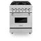 ZLINE 24" 2.8 cu. ft. Dual Fuel Range with Gas Stove and Electric Oven in Stainless Steel and Blue Gloss Door (RA-BG-24)