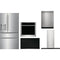 Electrolux 5-Piece Package ERMC2295AS 36 4 Door French-Door Refrigerator and ECCI3668AS 36 Induction Cooktop and ECVW3662AS 36 Chimney Style Wall Mount Range Hood and ECWS3012AS 30 Electric Single Wall Oven and EDSH4944BS 24 Integrated Dishwasher