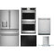 Cafe 5-Piece Package CVE28DP2NS1 36 4-Door Refrigerator and CEP90301TBB 30 Electric Cooktop and CTD70DP2NS1 30 Double Convection Electric Wall Oven and CDT828P2VS1 24 Integrated Dishwasher and CVW73012MSS 30 Wall-Mount Glass Canopy Chimney Hood
