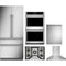 Monogram 5-Piece Package ZIP364IPVII 36 Premium Integrated Panel-Ready 4-Door French-Door Smart Refrigerator and ZGU30RSLSS 30 Cooktop and ZTD90DPSNSS 30 Double Convection Electric Wall Oven and ZDT925SPNSS 24 Integrated Dishwasher and ZVW8301SWSS 30 Hood