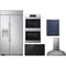LG 5-Piece Package SRSXB2622S 42 Built In Side By Side Refrigerator and CBIS3618BE 36 Induction Cooktop and WDES9428F 30 Smart Double Electric Wall Oven and SDWD24P3 24 Integrated Smart Dishwasher and LSHD3680ST 36 Wall Mount Smart Chimney Hood