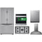 LG 5-Piece Package LRFCS29D6S 36 Smart Freestanding French-Door Refrigerator and LDTS5552S 24 Integrated Smart Dishwasher and WSEP4727F 30 Single Electric Smart Wall Oven and CBGJ3627S 36 Gas Smart Cooktop and HCED3015S 30 Wall Mount Range Hood