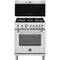 Bertazzoni 2-Piece Package MAS305DFMXV 30 Inch Freestanding Dual Fuel Range and KOTR30XV 30 Inch Over the Range Microwave Oven