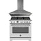 Bertazzoni 2-Piece Package HER366BCFEPXT 36 Inch Freestanding Dual Fuel Range and KCH36XV Wall Mount Range Hood