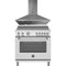 Bertazzoni 2-Piece Package MAS365INMXV 36 Inch Freestanding Induction Range and KCH36XV Wall Mount Range Hood