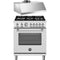 Bertazzoni 2-Piece Package MAS305GASXV 30 Inch Freestanding Gas Range and KU30PRO1XV 30 Inch Under Cabinet Range Hood