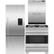 Fisher & Paykel 3-Piece Package RF135BDRUX4N 25 Inch Counter Depth Freestanding Bottom Mount Refrigerator and OR30SDG4X1 30 Inch Freestanding Gas Range and DD24DCTX9N 24 Inch Full Console Double DishDrawer