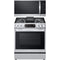 LG 2-Piece Package LSGL6335F 30 Inch Smart Instaview™ Slide-in Gas Range wi and MVEM1825F 30 Inch Over-the-Range Smart Microwave Oven