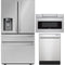 Sharp 3-Piece Package SJG2254FS 36 Inch French 4-Door Refrigerator and SMD3070ASY 30 inch Microwave Drawer Ove and SDW6757ES 24 Inch Fully Integrated Dishwasher