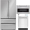 Sharp 3-Piece Package SJG2351FS 36 Inch French 4-Door Counter Depth Refrigerator and SMD3070ASY 30 inch Microwave Drawer Ove and SDW6767HS 24 Inch Fully Integrated Smart Dishwasher