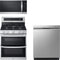 LG 3-Piece Package LDGL6924S 30 Inch Double Gas Oven Range and LDFN4542S 24 Inch Full Console Dishwasher and MVEM1825F 30 Inch Over-the-Range Smart Microwave Ove