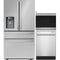 Sharp 3-Piece Package SDW6757ES 24 Inch Fully Integrated Dishwasher and SMD2499FS 24 Inch Smart Convection Microwave Drawer and SJG2254FS 36 Inch French 4-Door Refrigerator