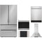Sharp 5-Piece Package SJG2351FS 36 French 4-Door Counter-Depth Refrigerator and SMD2499FS 24 Smart Convection Microwave Drawer and SDW6757ES 24 Integrated Dishwasher and SCR2442FB 24 Drop-In Cooktop and SHC2432FS 24 Wall Mount Range Hood