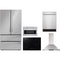 Sharp 5-Piece Package SJG2351FS 36 French 4-Door Counter-Depth Refrigerator and SCR3042FB 30 Drop In Cooktop and SDW6757ES 24 Integrated Dishwasher and SMD2470ASY 24 Microwave Drawer and SHC3062FS 30 Wall Mount Range Hood