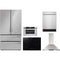 Sharp 5-Piece Package SJG2351FS 36 French 4-Door Counter-Depth Refrigerator and SCR3042FB 30 Drop In Cooktop and SDW6757ES 24 Integrated Dishwasher and KB6524PSY 24 Microwave Oven Drawer and SHC3062FS 30 Wall Mount Range Hood
