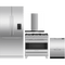 Fisher & Paykel 4-Piece Package RS36A80U1N 36 Inch Panel Ready Built-In French Door Refrigerator and OR36SDG4X1 36 Inch Freestanding Gas Range and DD24DCTX9N 24 Inch Full Console Double DishDrawer and HC36DCXB4 36 Inch Wall Mount Chimney Smart Range Hood