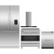 Fisher & Paykel 4-Piece Package RS36A80U1N 36 Inch Panel Ready Built-In French Door Refrigerator and OR36SDI6X1 36 Inch Induction Range and DD24DAX9N 24 Inch Full Console Double DishDrawer™ wi and HC36DCXB4 36 Inch Wall Mount Chimney Smart Range Hood