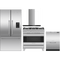 Fisher & Paykel 4-Piece Package RF201AHUSX1 36 Inch Freestanding French Door Refrigerator and OR36SDG4X1 36 Inch Freestanding Gas Range and DD24DCTX9N 24 Inch Full Console Double DishDrawer and HC36DCXB4 36 Inch Wall Mount Chimney Smart Range Hood