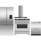 Fisher & Paykel 4-Piece Package RF170ADUSX4N 31 Inch Counter Depth French Door Refrigerator and OR36SCG4X1 36 Inch Freestanding Gas Range and DD24DAX9N 24 Inch Full Console Double DishDrawer™ wi and HC36DCXB4 36 Inch Wall Mount Chimney Smart Range Hood